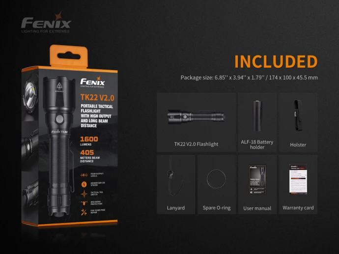 Fenix TK22 V2.0 Макс 1600 люмен Открытый водонепроницаемый тактический фонарь