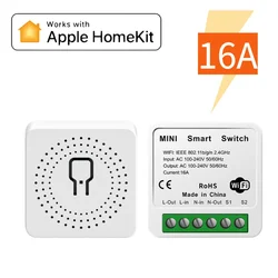 16A HomeKit Smart WiFi Switch Wireless Remote Control Light Switch Garage Door Opener For Apple Siri Alexa Alice Google Assisant