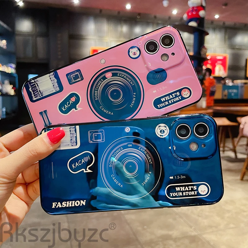 Чехол для IPhone 12 11 Pro 12Mini 5 5S 6 6S 7 8 Plus X Xs Max XR SE 2020 мягкий чехол телефона с 3d камерой Blue