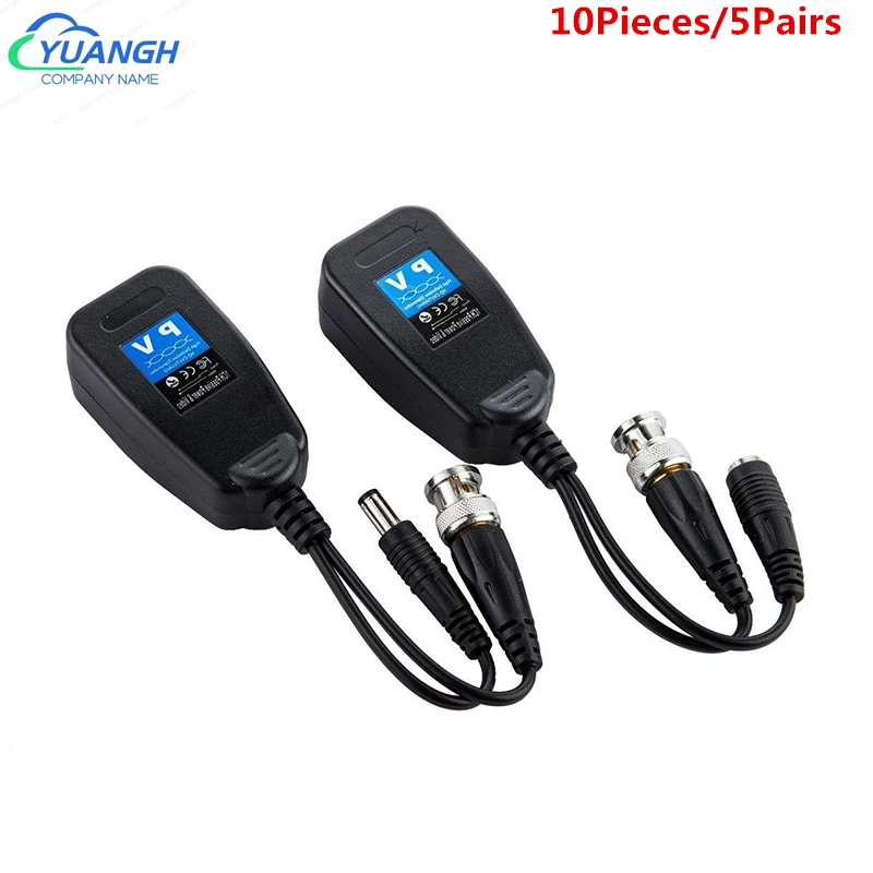 

5 Pairs 1CH Passive Balun RJ45 CCTV Video Balun Coax BNC Video Power Transceiver to CAT5e/6 RJ45 Connector twisted pair