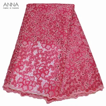 

Anna baby pink lace fabric 2020 high quality embroidered with stones african organza laces sequins fabrics for garment sewing