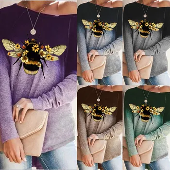 

Women's T-shirt Tie-dye Print Casual Long Sleeve Blouse Tees Top Femal T Shirt Harajuku Loose O Neck Sweatshirt Camiseta Mujer