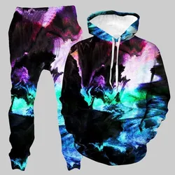 Survêtement à manches longues pour homme, ensemble deux pièces, sweat à capuche et pantalon, imprimé ciel étoilé, dessin animé, nouvelle collection printemps automne 2021 