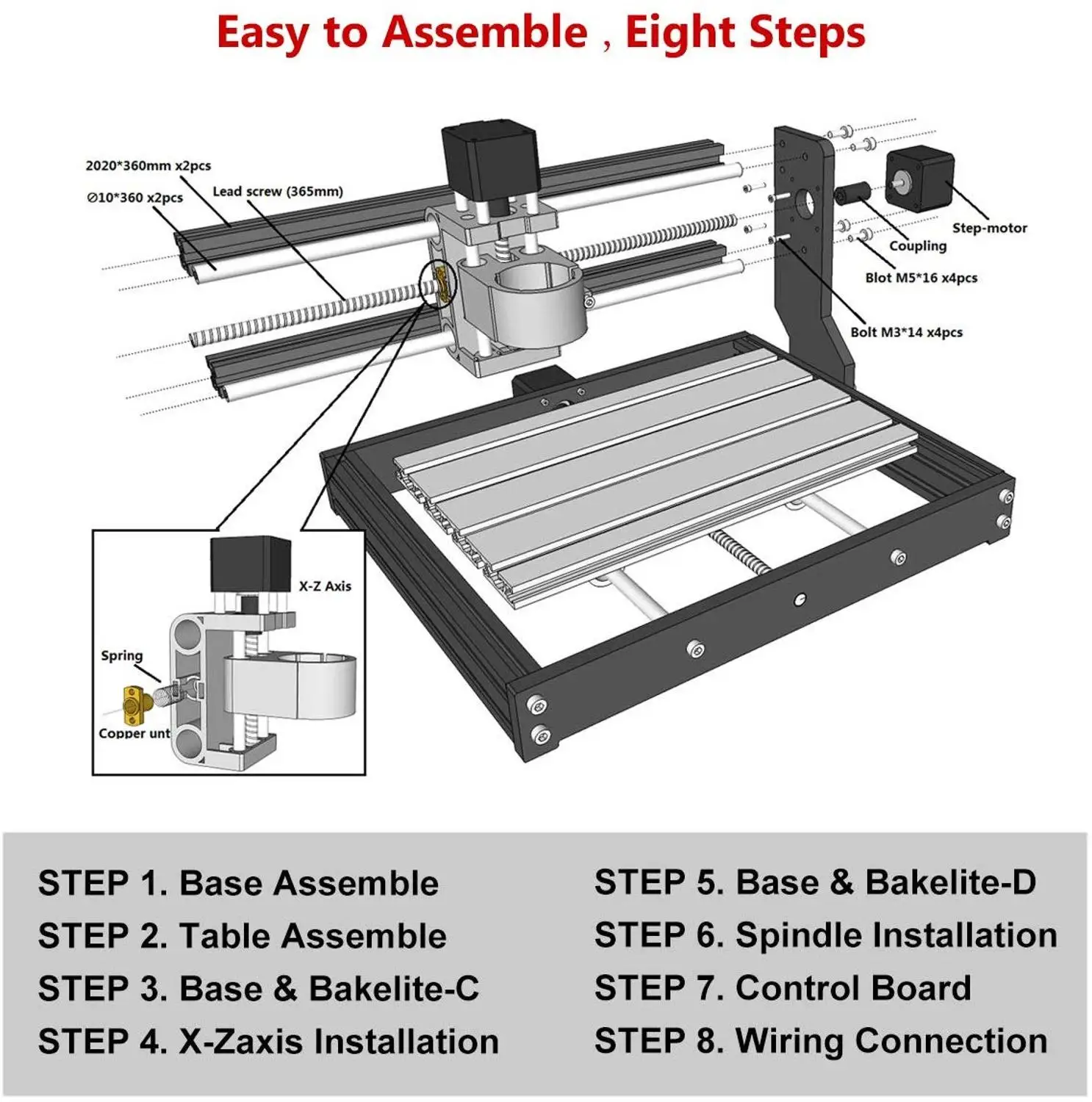3 Axe CNC 3018 Router Engraving Kit graveur bois DIY Milling machine fraiseuse