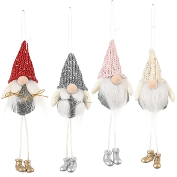 

Christmas Ornaments Knitted Hat Scandinavian Santa Gnome Tomte Hanging Xmas Tree