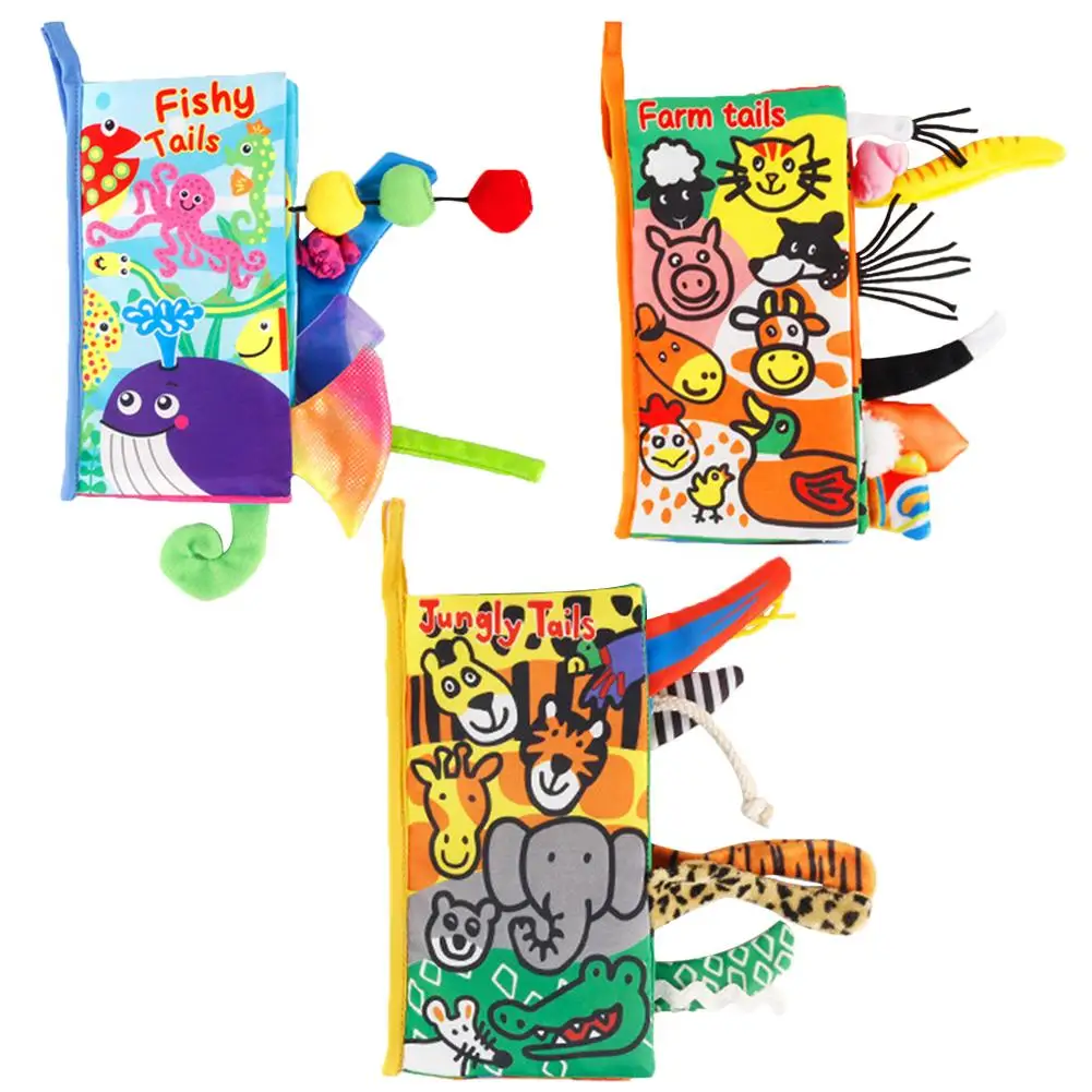 

Baby Touch 3D Cloth Book about Animal Tails Sensory Stimulation Newborn Early Childhood Educational Toys