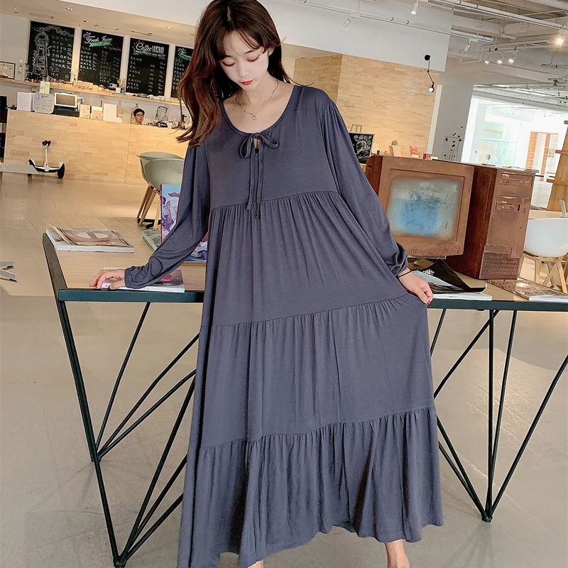 PROD 4000228178359 New Ladys Modal Tiered skirt Nightgown Nightie Long
Maternity Dress Home Dress Sleepwear Fat MM Night Shirt Loose Nightwear