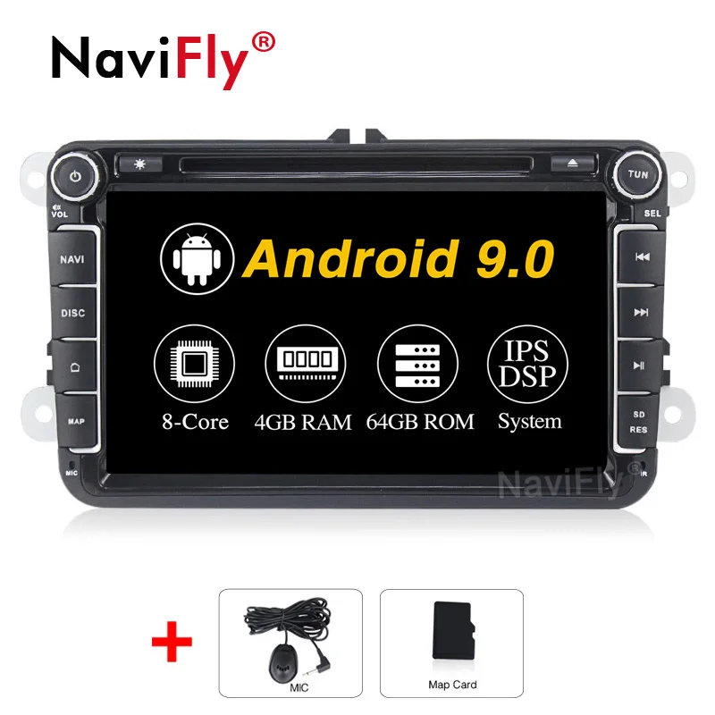 NaviFly ips DSP Авторадио для fabia octavia VW Polo Golf 5 6 passat B6 B7 TIGUAN JETTA Android 9 Автомобильный dvd Радио gps навигация - Цвет: 4G-64GB-8 core