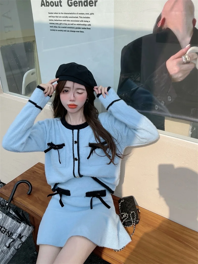 50% SALE Women Winter Knitted Mini Cardigan Sweater Set JKP4849