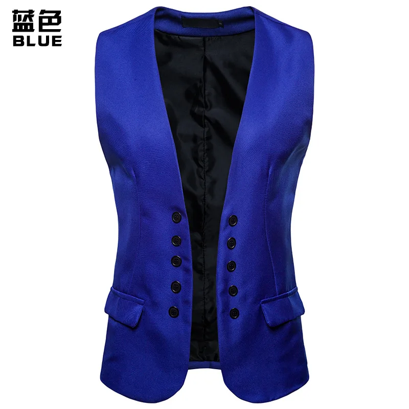 Double Breasted Mens Vests Business Casual Waistcoat Men Streetwear