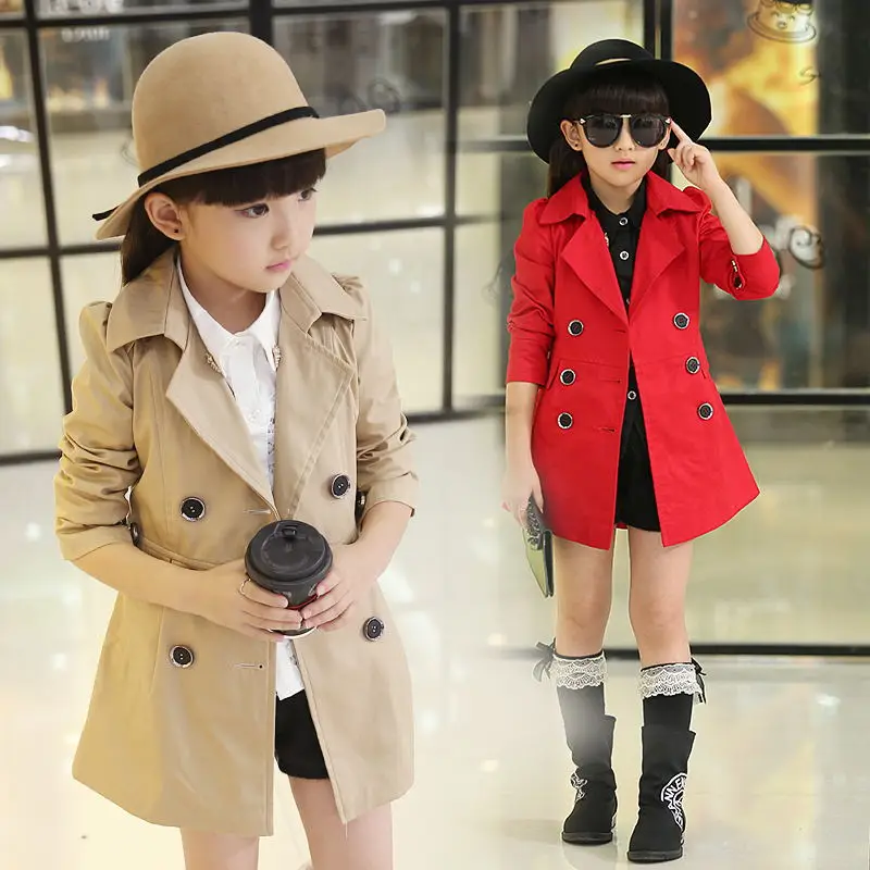 

2019 Childrenswear Foreign Trade New Style Solid Color Girls Korean-style Casual Trench Coat Belt Children Spring And Autumn Coa