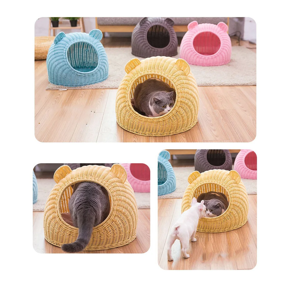 Тканая кровать для домашних животных дом кошек спальная и щенков вентилируемая