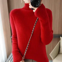 

Cashmere Sweater Women's Casual Long-Sleeved Turtleneck Wool Pullover 2021 Autumn and Winter New Ladies Bottoming Knitted Tops