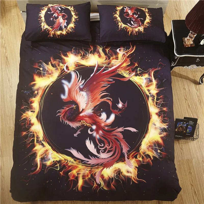 

Home Textile 3d Bedding Quilt Cover and Pillowcase Animal Suzaku Wind Chimes Owl Digital Printing Three-piece Set