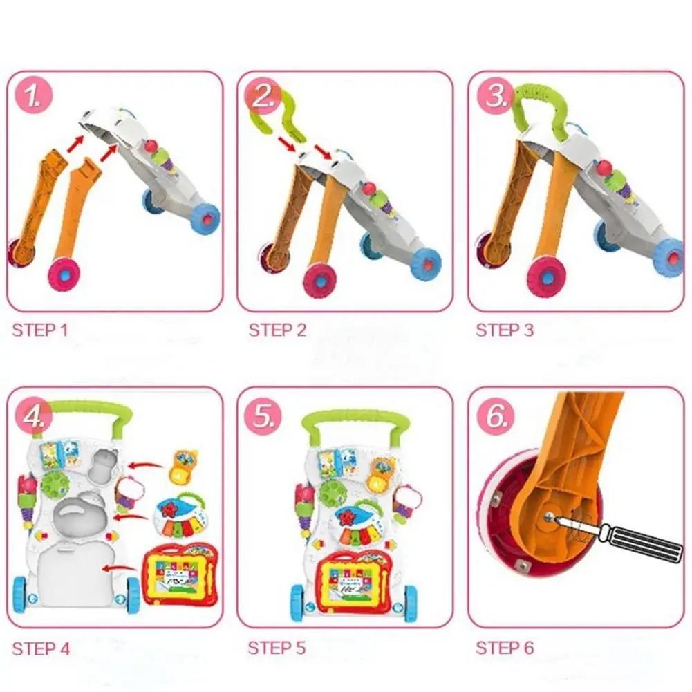 GloryStar Multifunctional Rollover Prevention Baby Activity Walker Cart 5