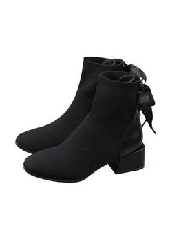 

Winter net red thin and thin boots female autumn 2019 new plus velvet boots autumn and winter wild thick heel short boots winter