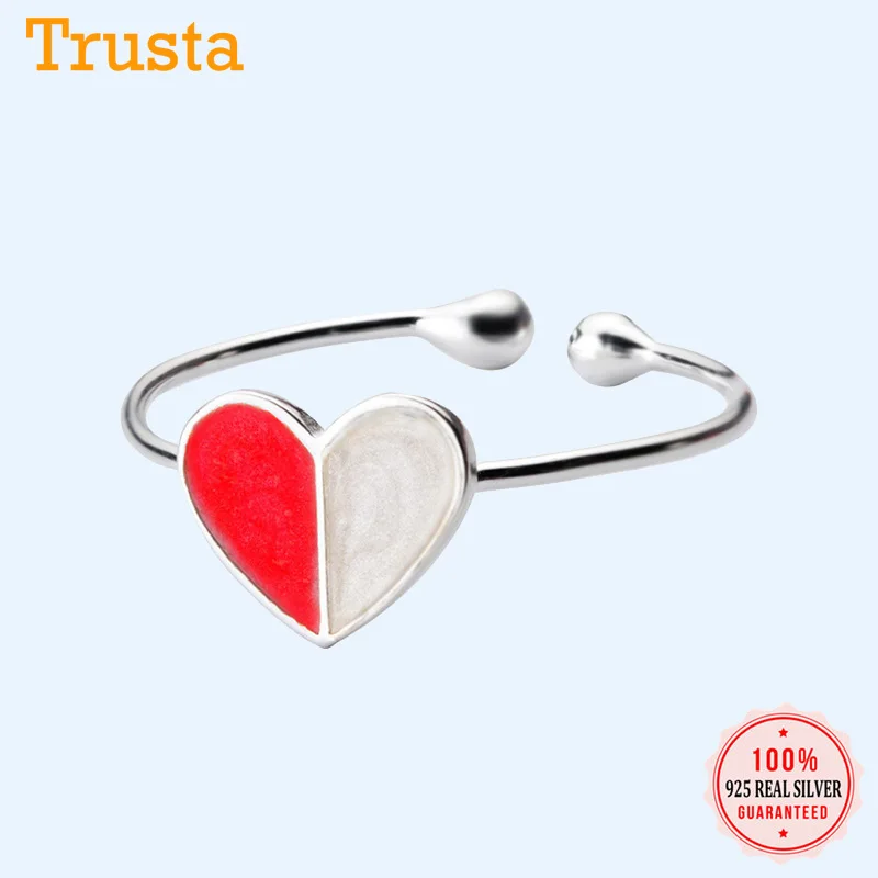 Trustdavis 100% 925 Sterling Silver Fashion Romantic Love Sweet Heart Opening Finger Ring For Wiomen Jewelry DS1538 | Украшения и