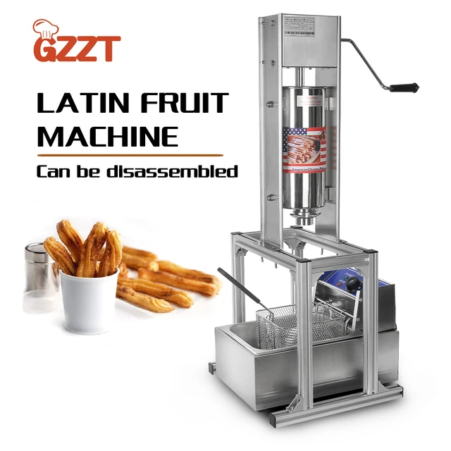 Manual Churros Maker Machine 5L Commercial Churros Maker Stainless Steel  Latin Fruit Machine with 4 Nozzles Heavy Duty Churros Machine