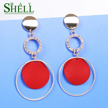 

Fashion Jewelry crystal Earrings Geometric Round Drop Earrings For Women Hollow metal Earrings Modern Europe Female Statement