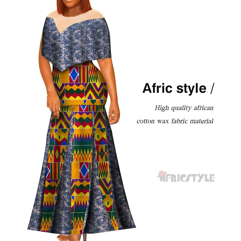 

2020 Summer dress patchwork slit asymmetry skirt Bazin Riche African print women's dress traditional Africa WY7269