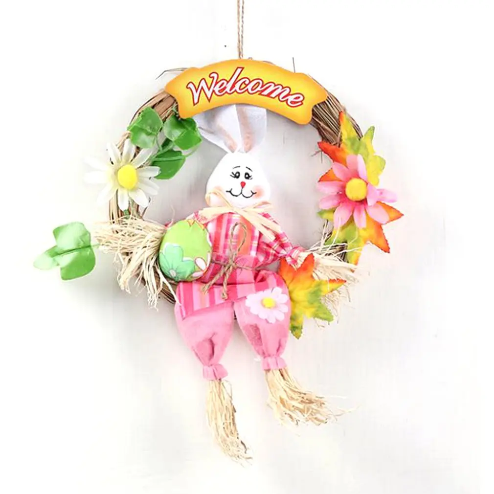 1PC Easter Decoration Artificial Rattan Bunny Wreat Outdoor Indoor Hanging Wreath DIY Craft Home Party Ornament | Дом и сад