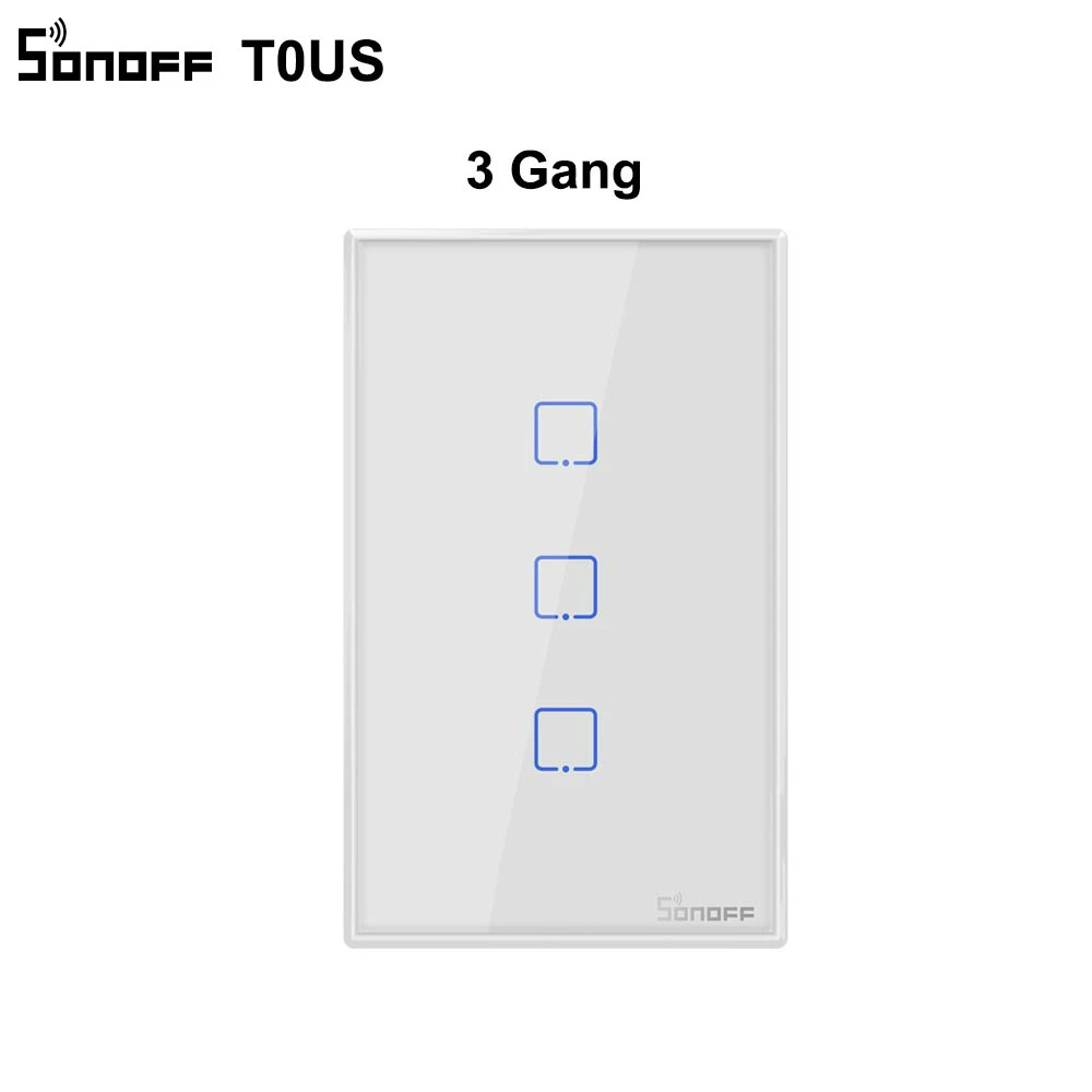 Интеллектуальный выключатель света SONOFF T0US/EU TX Wi-Fi Смарт настенный таймер выключателя света 1/2/3 Поддержка голоса/приложение/сенсорный экран Управление работает с Alexa Google Home - Комплект: T0 US 3C