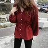 2021 Hot Sales Japanese Preppy Style Girls Bow Tie Chic Tops Cute Sweet Solid Korea Design Single Breasted Button Women Shirts 4