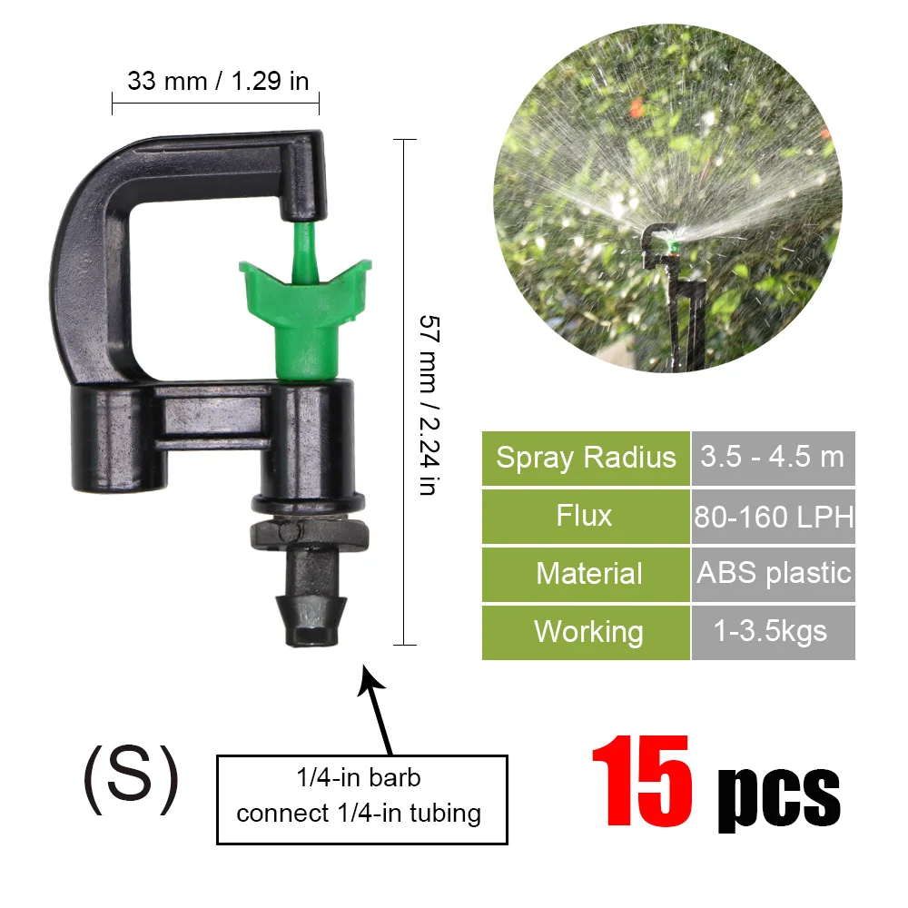 best Watering & Irrigation Kits MUCIAKIE 20 Types of Rotating Spinklers Drip Irrigation Mini Rotation Nozzle Spray w/ 1/4'' Barb Connector Mini Rotary Sprayer drip irrigation kit price Watering & Irrigation Kits