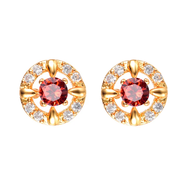 XEG103-Red Модные женские серьги-гвоздики 6 цветов AAA+ кубический цирконий круглые CZ ювелирные изделия - Окраска металла: XEG103-Red