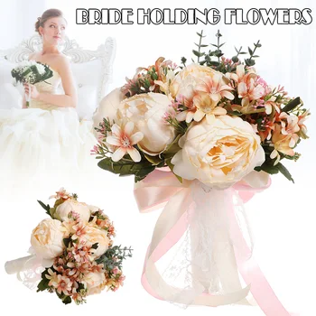 

Artificial Rose Flower Bouquet Handmade Wedding Bouquet Holding Flower for Wedding Bride Party Decoration Best Price