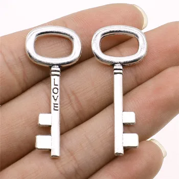 

Clearance Sale 4pcs Antique Silver Color 18x42mm Love Key Charms Pendant For Jewelry Making Diy Jewelry Findings