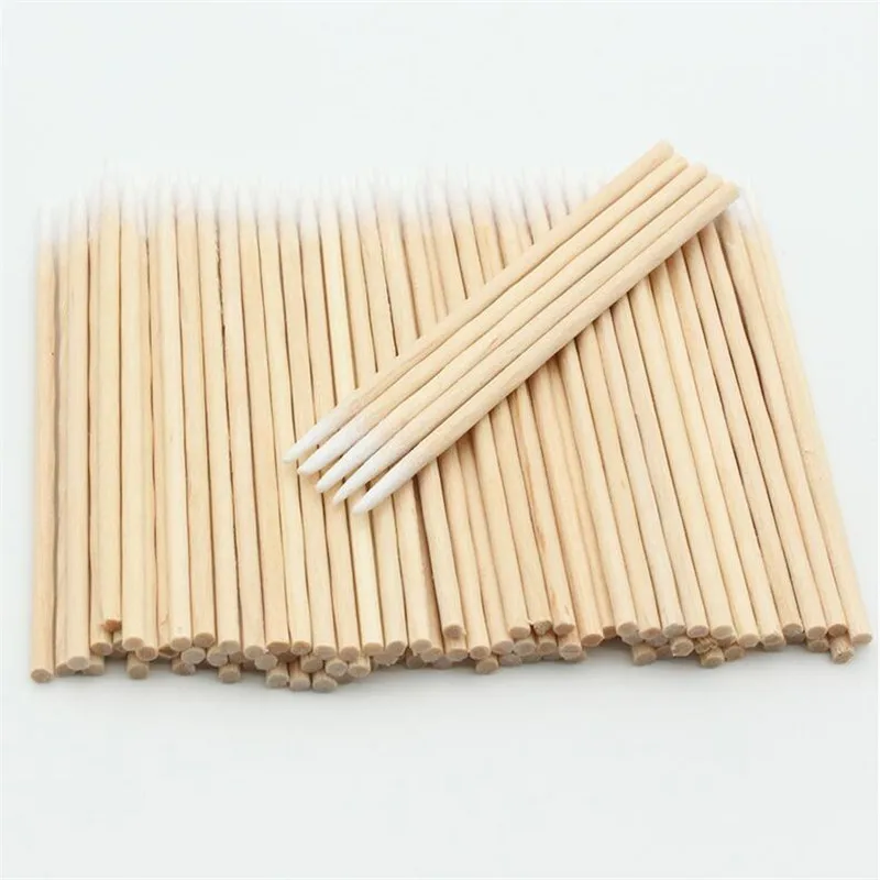 Disposable Ultra-small Cotton Swab 100pcs Lint Free Micro Brushes Wood Cotton Buds Swabs Eyelash Extension Glue Removing Tools 2