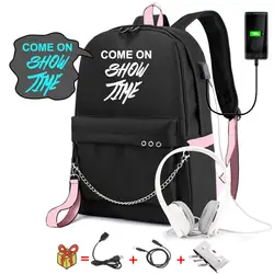 IMIDO светящийся школьный рюкзак с персональным буквенным принтом, дорожные сумки для девочек, яркие цвета, зарядка через usb, рюкзак для