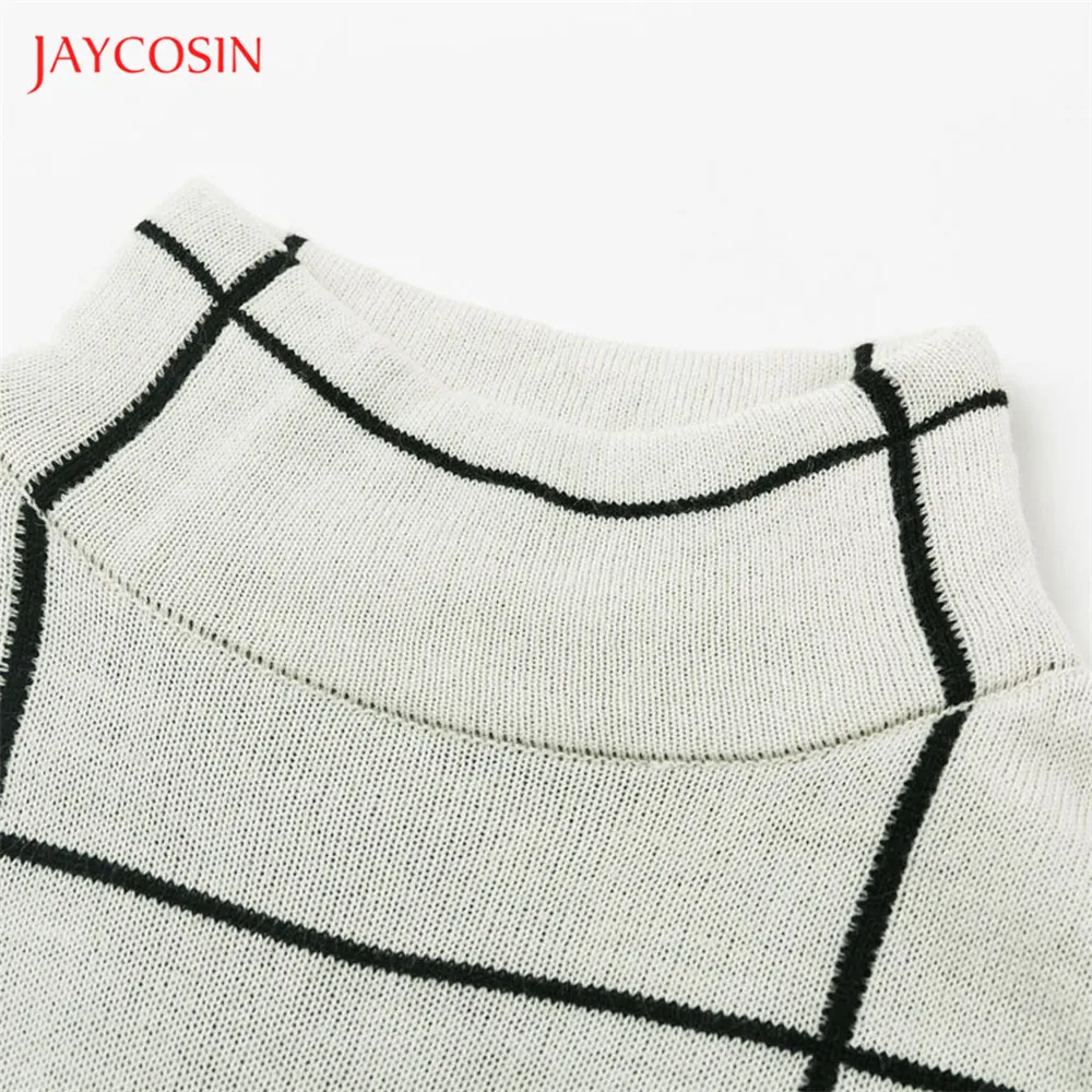 Joycosin, зимний модный женский свитер, Повседневный, в клетку, однотонный, с длинным рукавом, пуловер, женский, водолазка, свитер, топы, теплый