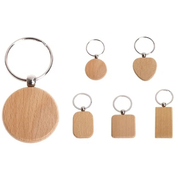 

100 Pcs Keychain Diy Wooden Keychain Key Gift Mixed & 20Pcs Blank Round Wooden Keychain Key Tag Gift