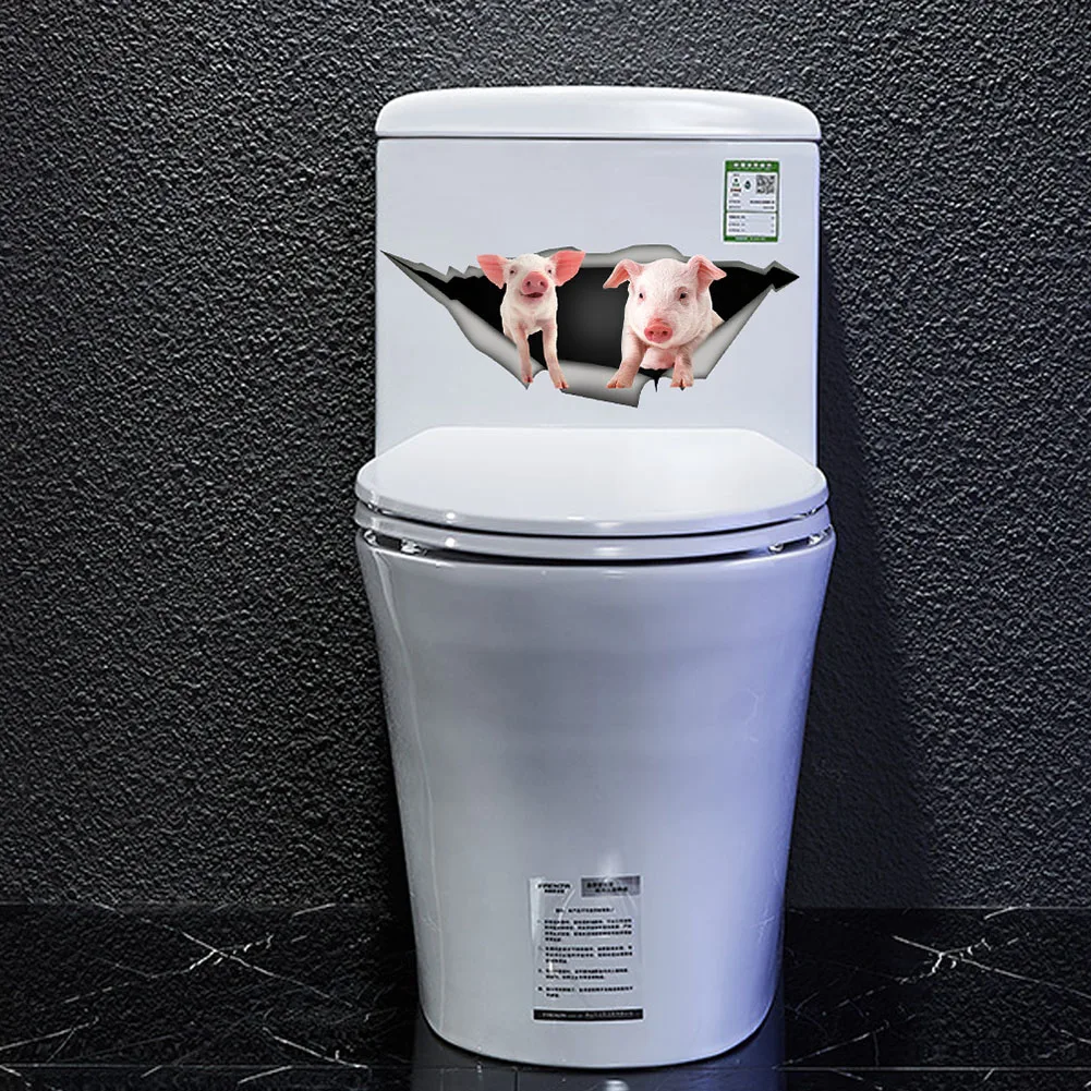 Настенный холодильник унитаз водонепроницаемый наклейка в форме свиньи Собака Декор для дома Фреска 3D милый
