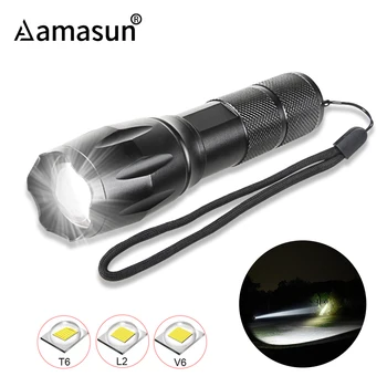 

Rechargeable 18650 Battery Operated Flashlight 5 Modes High Lumen Zoomable T6 L2 V6 Lantern LED Torch for Outdoor Camping Riding