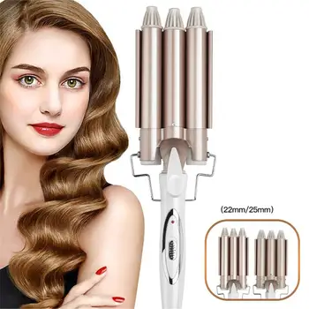 

Professional Hair Curler Iron Ceramic Triple Barrel Hair Roll Styler Hair Waver Styling Tools 110-220V Electric Curling