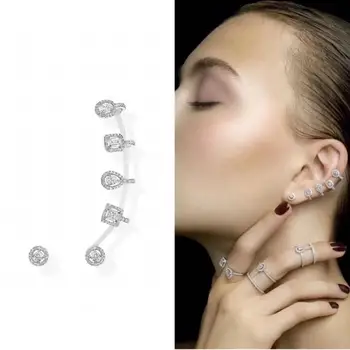 

Mismatch Marvellous AAA Cubic Zirconia A Master Piece Of Geometry-Jewelry Trend Ear Bone Cuff Earring Single Piece E7302