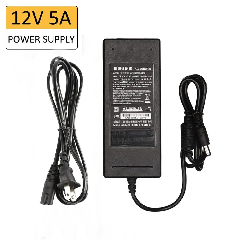 Адаптер питания 12V5A 60W Трансформатор Преобразователь мощности для Светодиодный свет