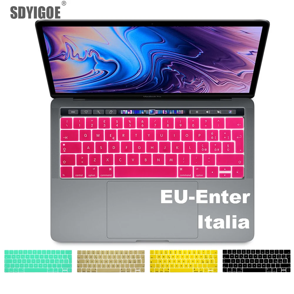 Европейская итальянская версия для 2019 Macbook pro13 A2159 15pro крышка клавиатуры цветная клавиатура крышка для сенсорной панели A1706 A1707 A1989 A1990