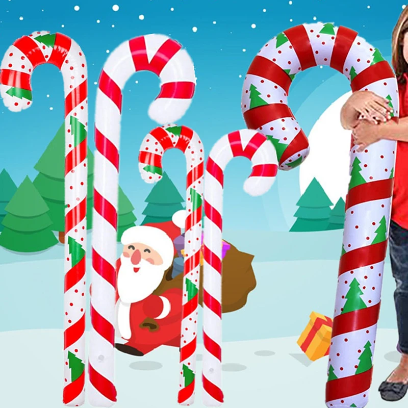 Christmas Inflatable Santa Cane PVC Lollipop balloon Holiday Decoration Home Printing Christmas Candy Cane Toy Gift christmas decorations
