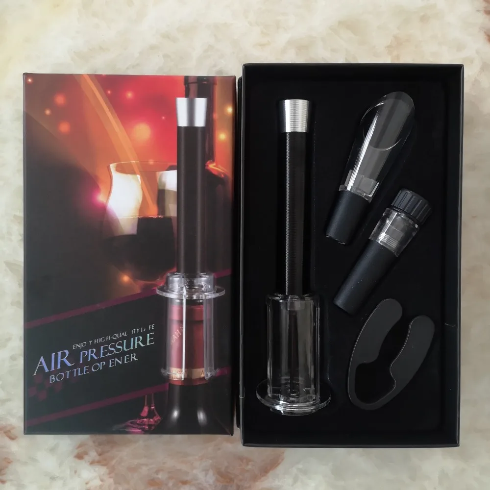 1SET Air Pressure Type Wine Bottle Opener Stainless Steel Pin Type Bottle Pumps Corkscrew Cork Out Tool Red Wine Opener QA 147