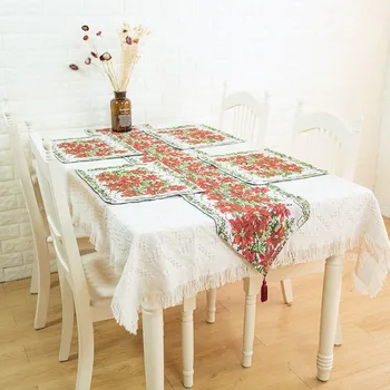 

33x180 CM Large jacquard Table Runners Modern Green Plaint Placemat Doily Table Cloth Runner for Party Wedding Decor Crafts