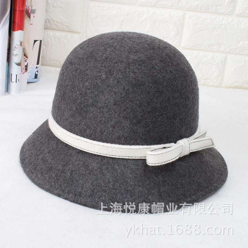 Hemp gray (white) HAIJINMINGWEN новая фетровая шляпа осень и зима шерстяная Верхняя шляпа модная Ретро женская шляпа для бассейна шерстяная шляпа для женщин - Цвет: Hemp gray (white)