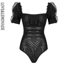 LOVE& LEMONADE сексуальный черный топ-труба с пышными рукавами тонкий боди LM90140