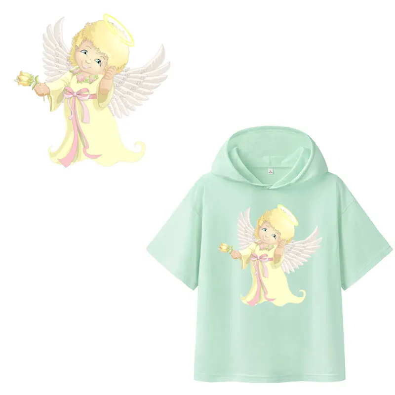 

Cute Angel Wings Patch Iron on Patches for Clothing Heat Transfer Sticker on Clothes for Kids DIY Applique Thermal Press Vinyl G