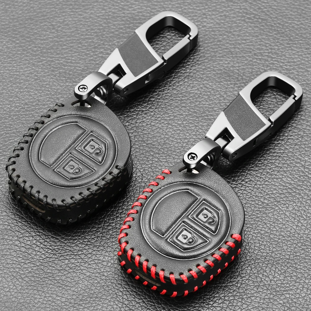 Genuine Leather 2 Button Car Remote Key Fob Case Protect Cover For Suzuki jimny SX4 Swift Vitara Key Shell Holder Accessories