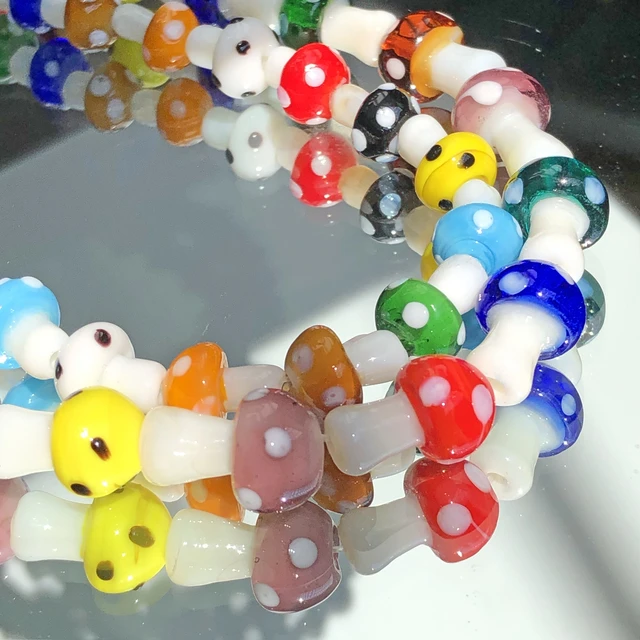 glass mushroom beads loose beads for