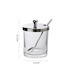  304 Stainless Steel Spice Jar With Spoon and Lid Seasoning Box Salt Pepper Shaker Condiment Storage Tank Creative Sugar Bowl 